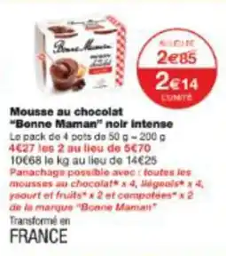 Monop' Mousse au chocolat bonne maman noir intense offre