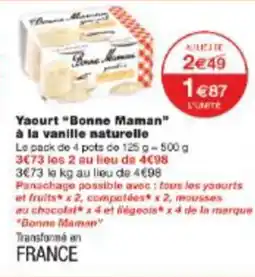 Monop' Yaourt bonne maman à la vanille naturelle offre