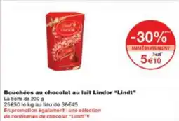 Monop' Bouchées au chocolat au lait lindor lindt offre