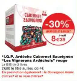 Monop' I.g.p. ardèche cabernet sauvignon les vignerons ardéchois rouge offre