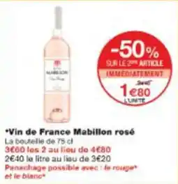 Monop' Vin de france mabillon rosé offre