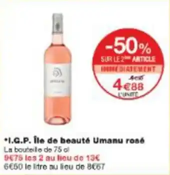 Monop' I.g.p. île de beauté umanu rosé offre