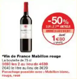 Monop' Vin de france mabillon rouge offre