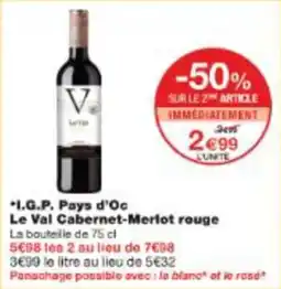 Monop' I.g.p. pays d'oc le val cabernet-merlot rouge offre