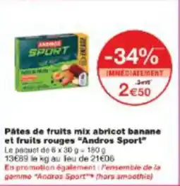 Monop' Pâtes de fruits mix abricot banane et fruits rouges andros sport offre