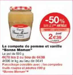Monop' La compote de pomme et vanille bonne maman offre
