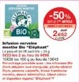 Monop' Infusion verveine menthe bio eléphant offre