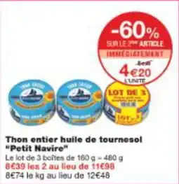 Monop' Thon entier huile de tournesol petit navire offre
