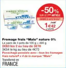 Monop' Fromage frais malo nature 0% offre