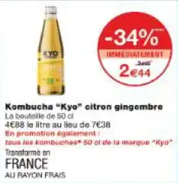 Monop' Kombucha kyo citron gingembre offre