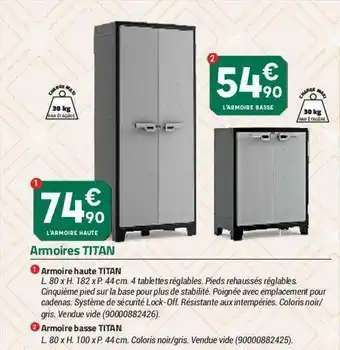 Bricorama Armoire Titan : Armoire Haute Titan , Armoire Basse Titan offre