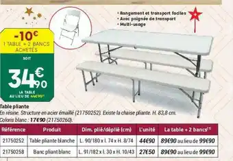 Bricorama Table Pliante offre