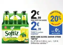 E.Leclerc Express "SOFTIZ" Bière sans alcool saveur citron offre