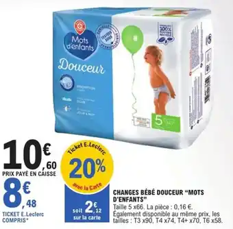 E.Leclerc Express "MOTS D'ENFANTS" Changes bébé douceur offre