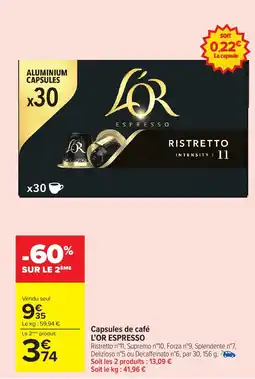 Carrefour Market L'OR ESPRESSO Capsules de café offre