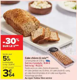 Carrefour Market Cake chèvre & noix offre