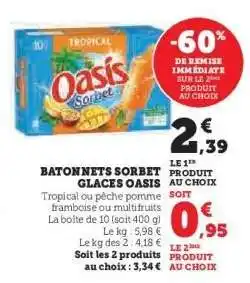 U Express OASIS Batonnets sorbet glaces offre