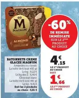 U Express MAGNUM Batonnets creme glacee offre