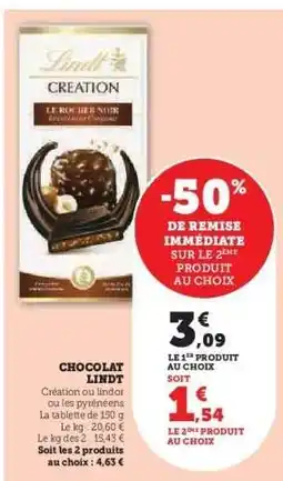 Super U CHOCOLAT LINDT offre