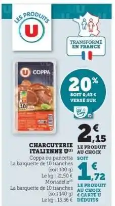 U Express U Charcuterie Italienne offre