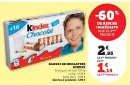 Super U Barres Chocolatées Kinder offre