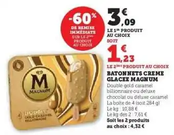 Super U BATONNETS CREME GLACEE MAGNUM offre