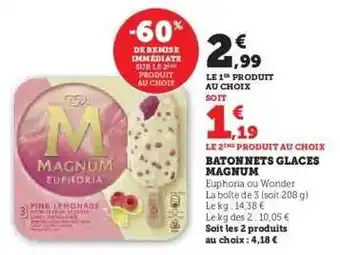 Super U BÂTONNETS GLACÉS MAGNUM offre