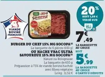 Super U BURGER DU CHEF 15% MG SOCOPA offre