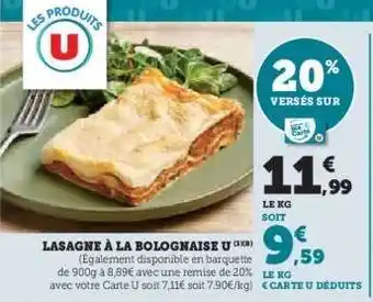 Super U Lasagne à la Bolognaise U offre