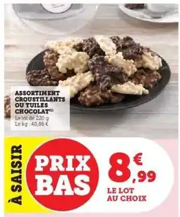 Super U Assortiment croustillants ou tuiles chocolat offre
