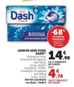 Super U Lessive 2en1 Pods Dash offre