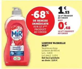 Super U LIQUIDE VAISSELLE MIR offre
