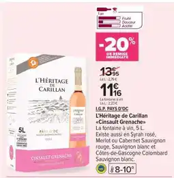 Carrefour L'Héritage de Carillan Cinsault Grenache offre