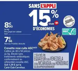 Carrefour Crevette rose cuite ASC offre