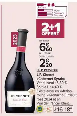 Carrefour J.P. CHENET CABERNET-SYRAH offre