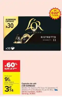 Carrefour Market Capsules de café L'OR Espresso offre
