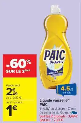 Carrefour Market LIQUIDE VAISSELLE “PAIC” offre