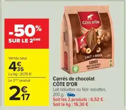 Carrefour Carrés de chocolat CÔTE D'OR offre