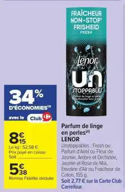 Carrefour Market Parfum de linge en perles LENOR offre