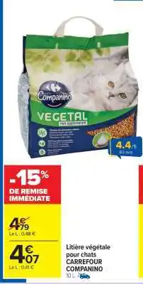 Carrefour Market Litière végétale pour chats CARREFOUR COMPANINO offre