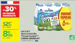 Carrefour Lait U.H.T. demi-écrémé Bio Format Familial offre