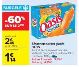 Carrefour Bâtonnets Sorbet Glaces Oasis offre