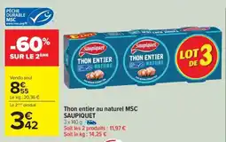 Carrefour Thon Entier Au Naturel Msc Saupiquet offre