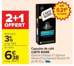 Carrefour Capsules De Café Carte Noire offre
