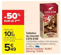 Carrefour TABLETTES DE CHOCOLAT CÔTE D'OR offre