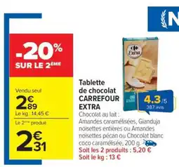 Carrefour Tablette de chocolat CARREFOUR EXTRA offre