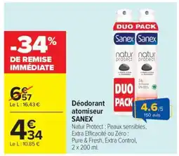 Carrefour Déodorant Atomiseur Sanex offre