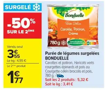 Carrefour Purée de légumes surgelées BONDUELLE offre