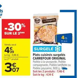 Carrefour Plats cuisinés surgelés CARREFOUR ORIGINAL offre
