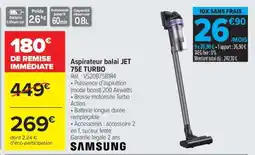 Carrefour Aspirateur balai JET 75E TURBO offre